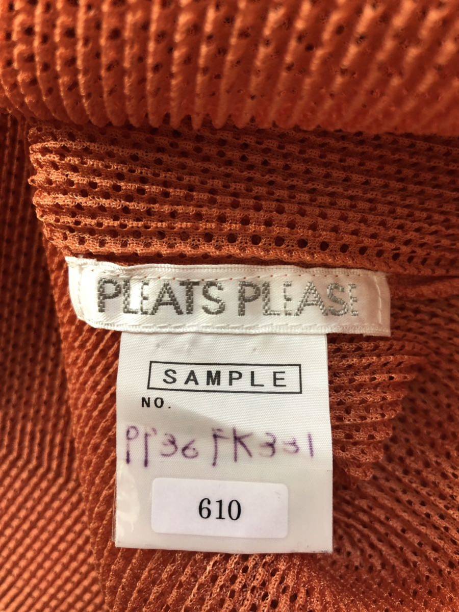 PLEATS PLIASE プリーツプリーツ メッシュカットソー ダークオレンジ系