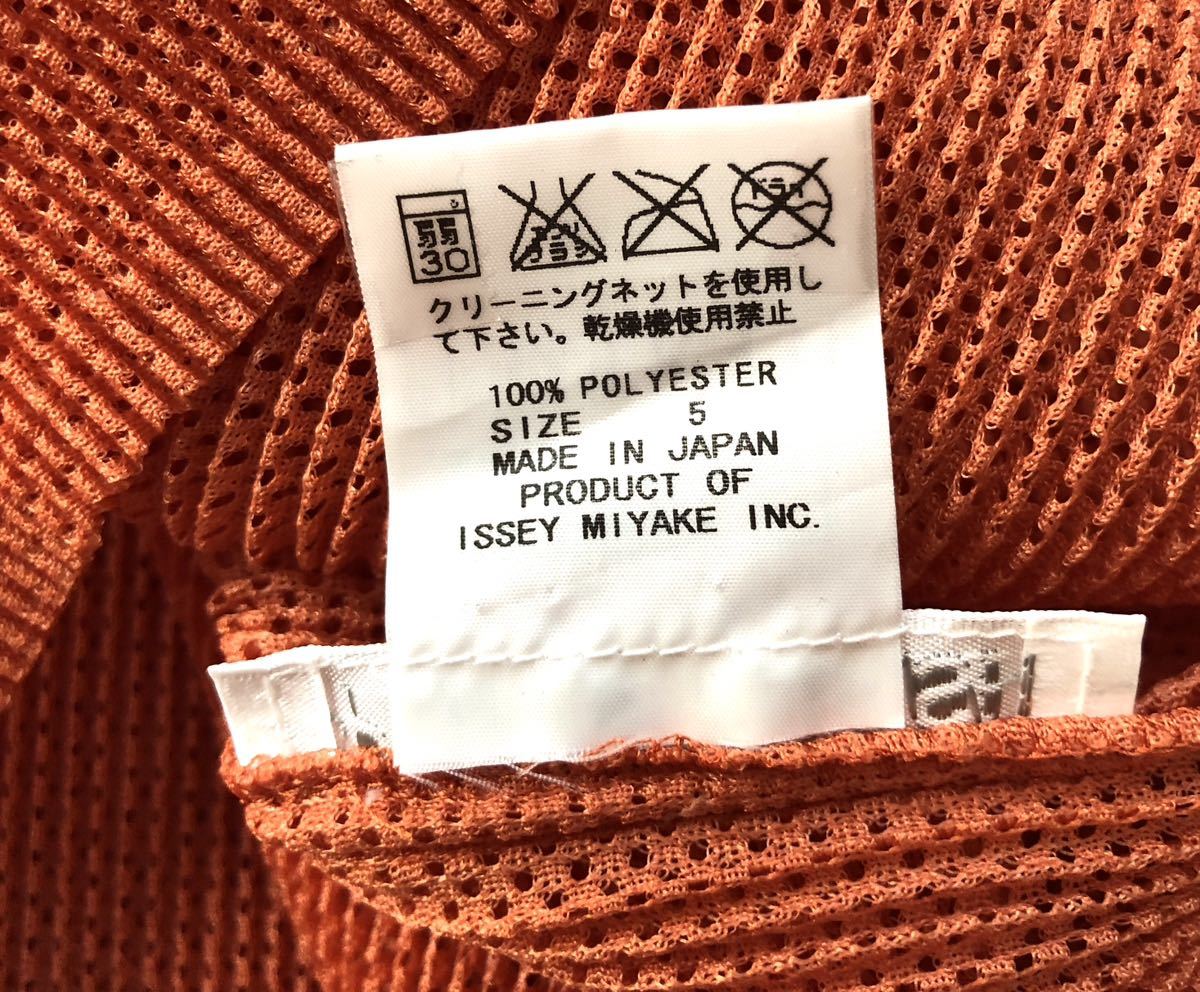 PLEATS PLIASE プリーツプリーツ メッシュカットソー ダークオレンジ系