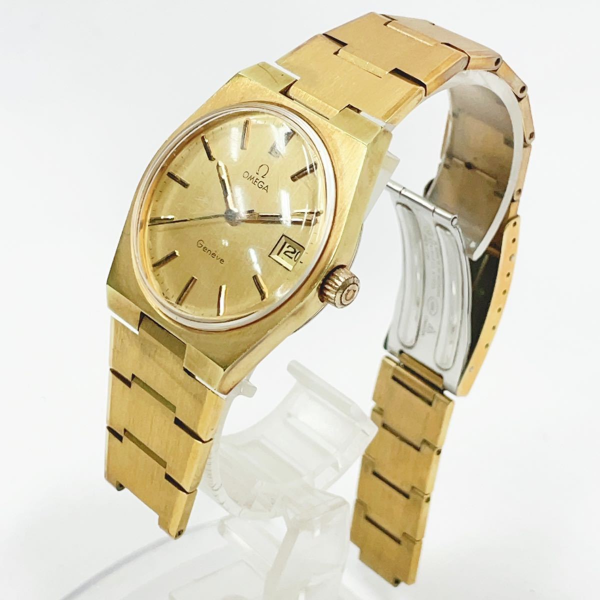 稼動品 OMEGA オメガ Geneve ジュネーブ 3針 手巻き ベルト純正 メンズ 