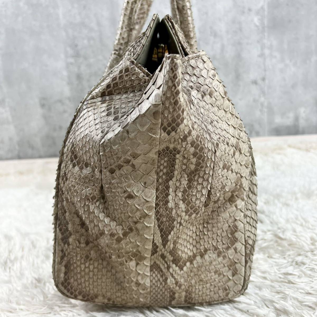1円〜【美麗品 最高級】薫子 PRODUCT BY TOPパイソン ハンドバッグ 