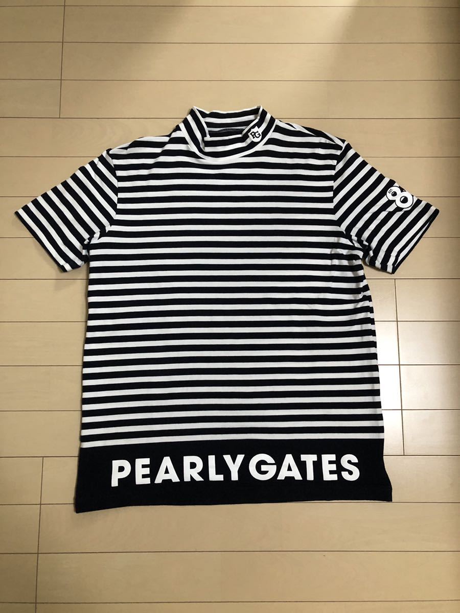 PEARLY GATES パーリーゲイツ ボーダー ハイネック シャツ 半袖 モック 