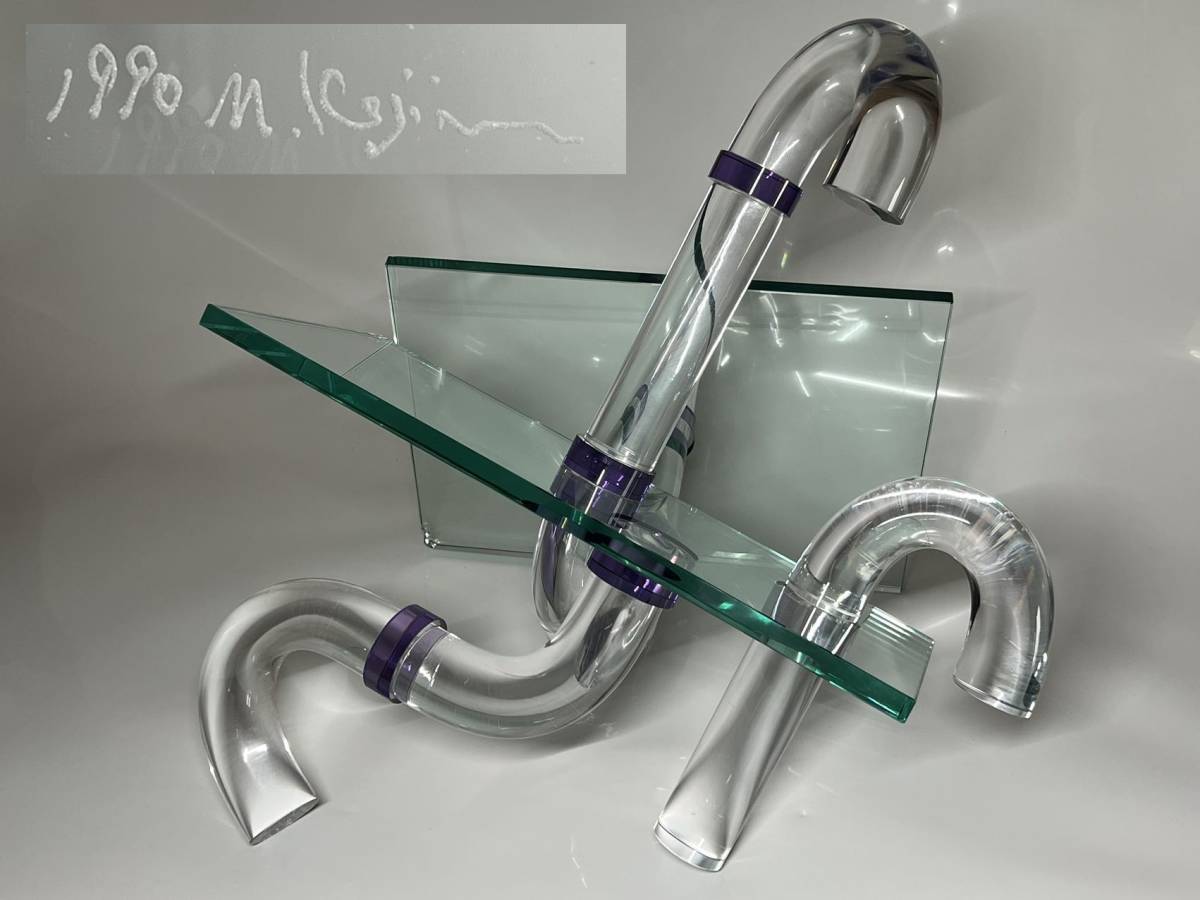 【瑞】時代　在銘　ガラス置物　１９９０年　作家物　幅；約５０ｃｍ　重さ；約１１．６ｋｇ