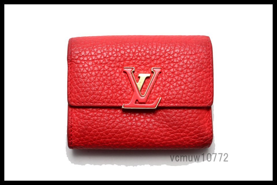 近年モデル希少美中古■ルイヴィトン トリヨン ポルトフォイユカプシーヌXS コンパクトウォレット レザー 3つ折り財布■0810de20470