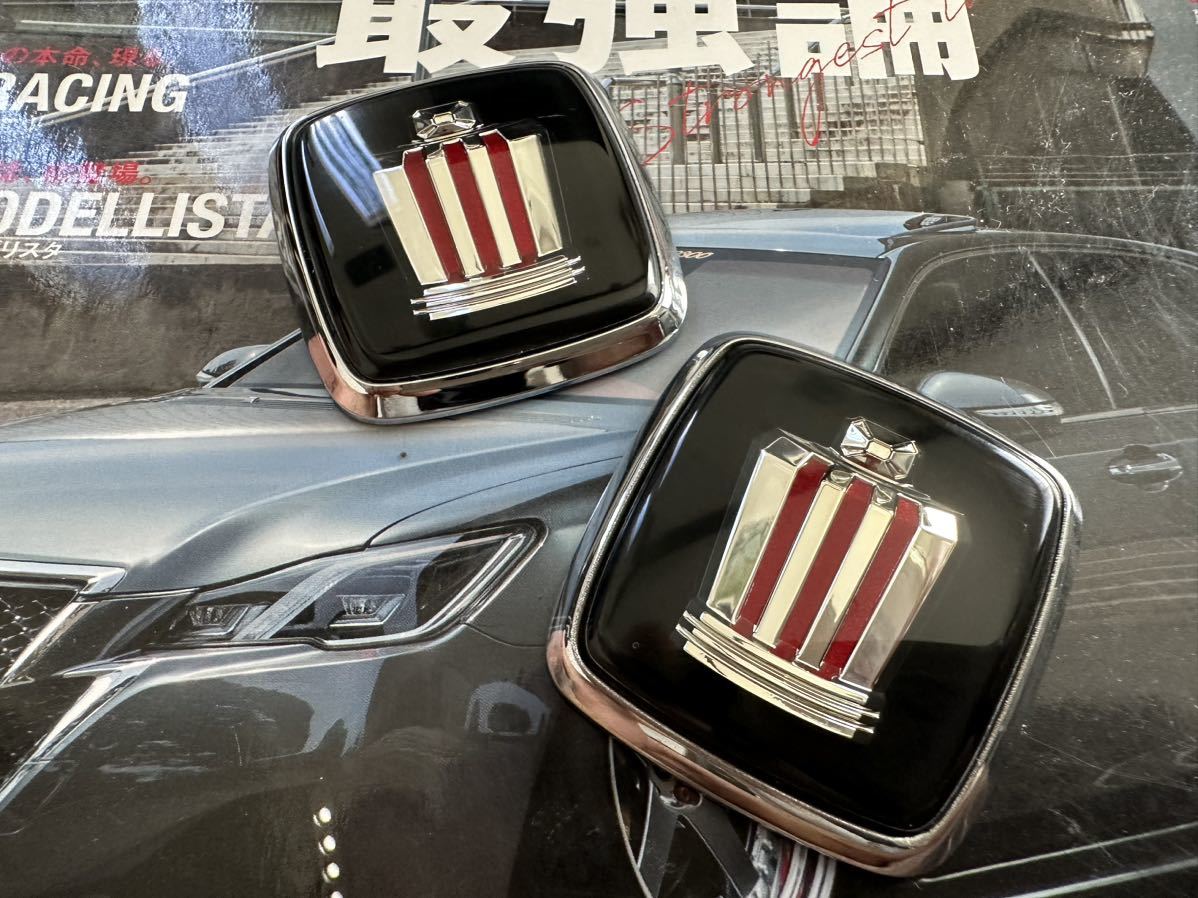 200クラウン ピラー エンブレム 加工品 後期 ブラックレッドマイカ