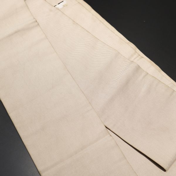 10533【秀品】正絹 9寸名古屋帯 モダン抽象模様 織り出し 暗めの亜麻色 