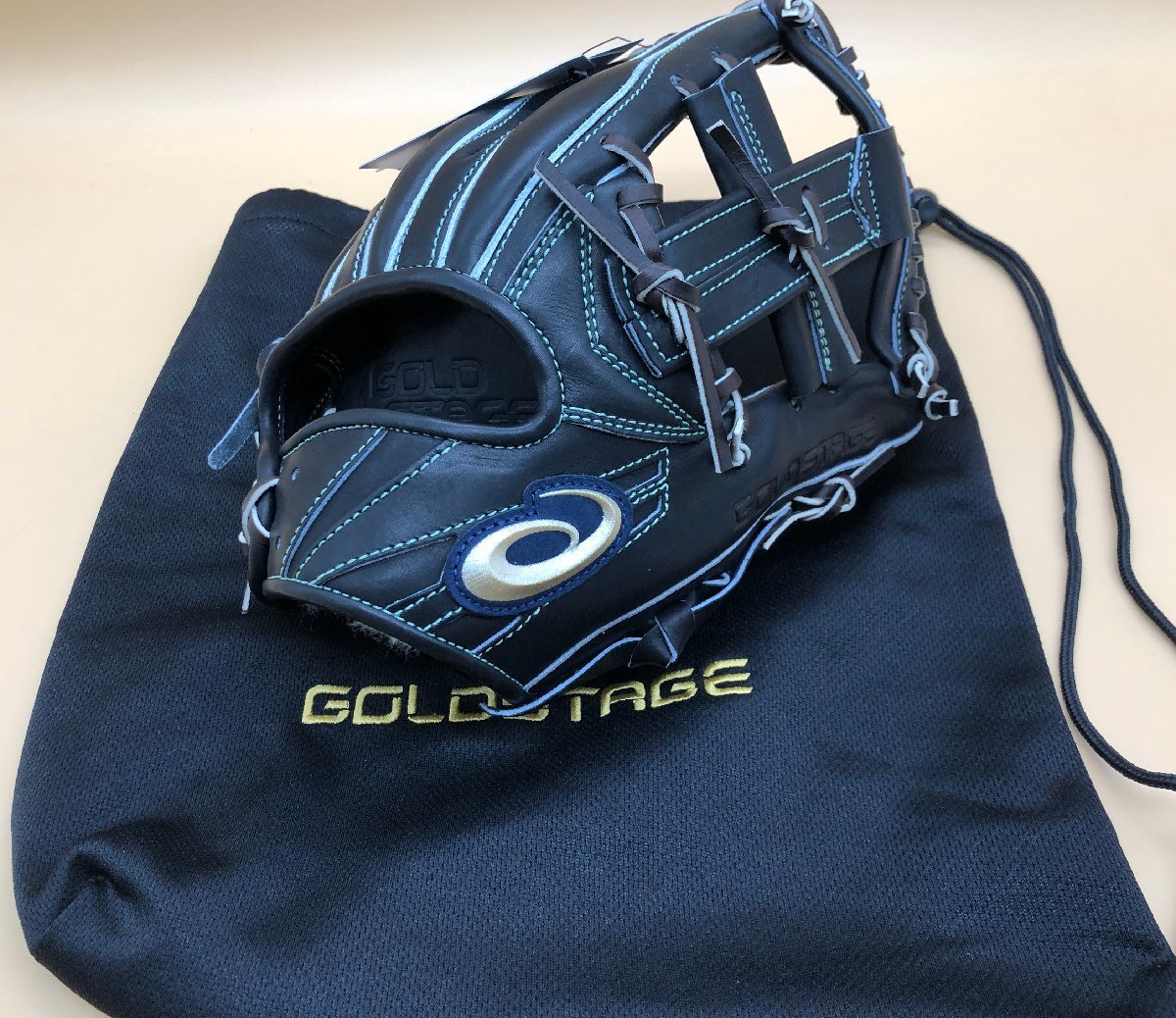 ☆美品☆ASICS アシックス 硬式用内野手用グローブ GOLDSTAGE I-PRO 3121A855 サイズ:7 ブラック/ブラウン 野球用品 [60-0531-2O2]