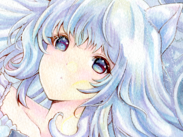オリジナル手描きイラスト*猫いろサイダー*約A5*水彩紙*300g程度