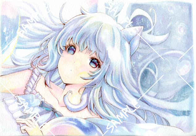 オリジナル手描きイラスト*猫いろサイダー*約A5*水彩紙*300g程度