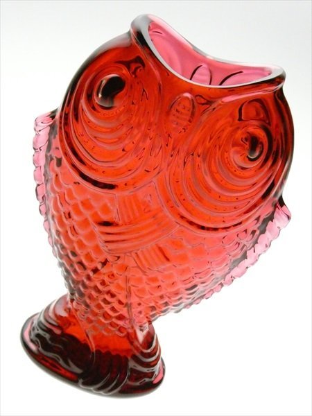 N116 Baccarat バカラ クリスタル フィッシュ 双魚 レッド ベース 花瓶