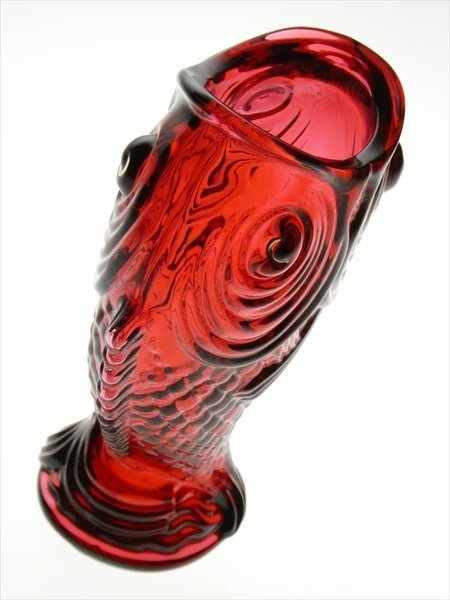 N116 Baccarat バカラ クリスタル フィッシュ 双魚 レッド ベース 花瓶