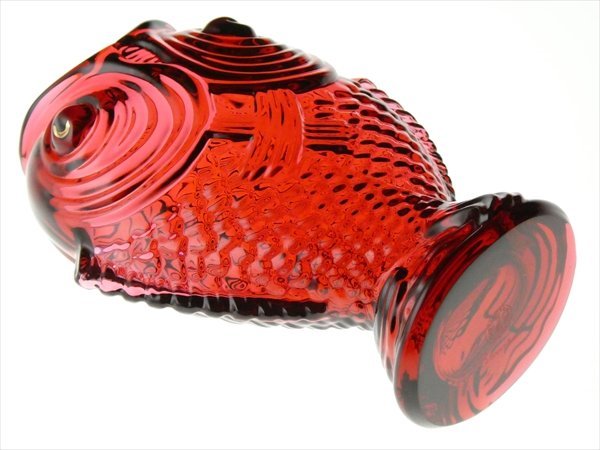 N116 Baccarat バカラ クリスタル フィッシュ 双魚 レッド ベース 花瓶