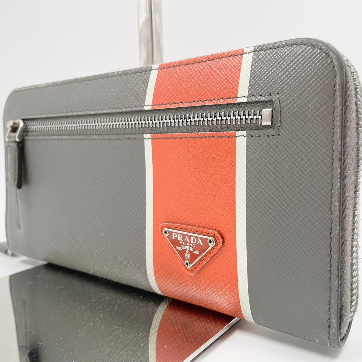 1円【超希少モデル】PRADA プラダ メンズ ビジネス 長財布 ラウンド 