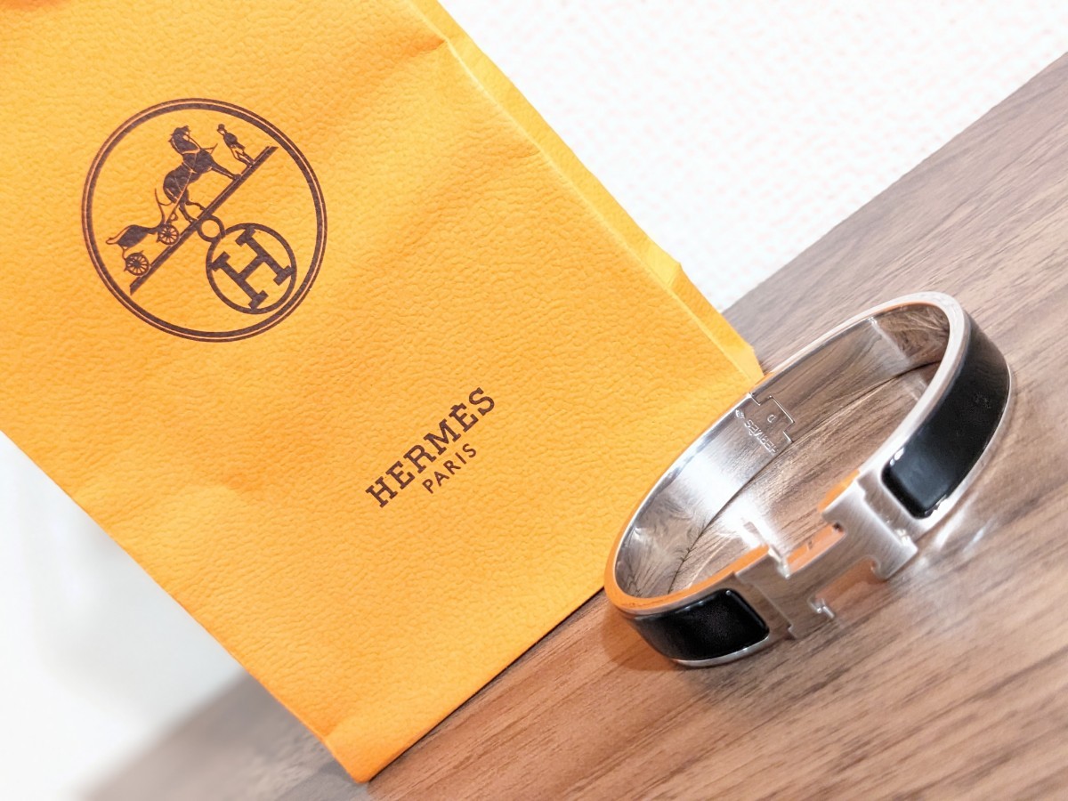 エルメス クリックH バングル ブラック×シルバー 箱・保証書付き 正規品 エルメス クリックH バングル ブラック×シルバー 箱・保証書付き 正規品