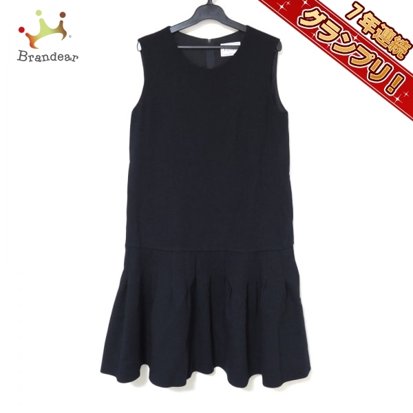 フォクシー FOXEY サイズ42 L - ダークネイビー レディース クルーネック/ノースリーブ/ひざ丈/プリーツ ワンピース