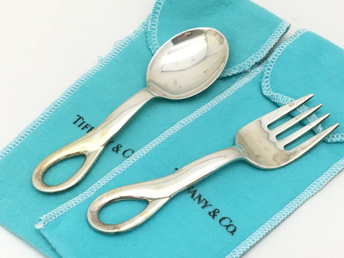 ティファニー エレサ・ペレッティ パドバ カラトリー ベビー スプーン フォーク シルバー 食器 中古【UW080712】