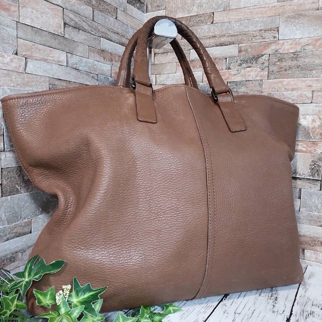 1円【入手困難！】BOTTEGA VENETA ボッテガヴェネタ ビジネスバッグ トートバッグ レザー イントレチャート ブラウン系 正規品