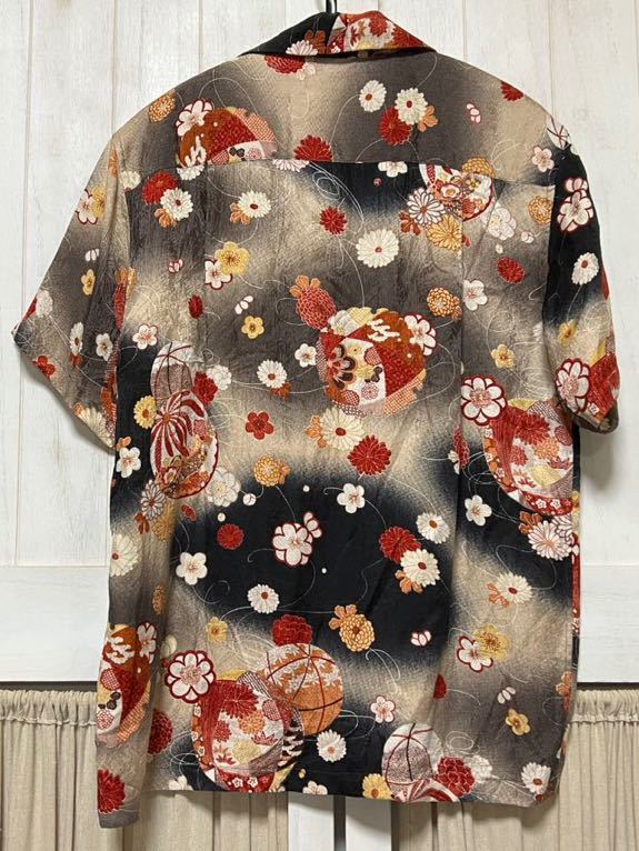 送料無料/美品】京都シルク100％ アロハシャツ 創業1919年 Pagong