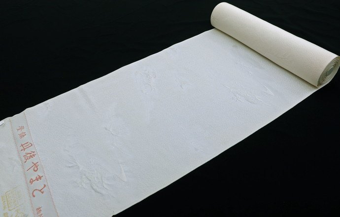inagoya★夏の新作数量限定入荷★☆WHITE SILK☆◇高級紋意匠-美しい地模様-◇丹後ちりめん【白生地◆着尺】正絹 反物 x8092sk
