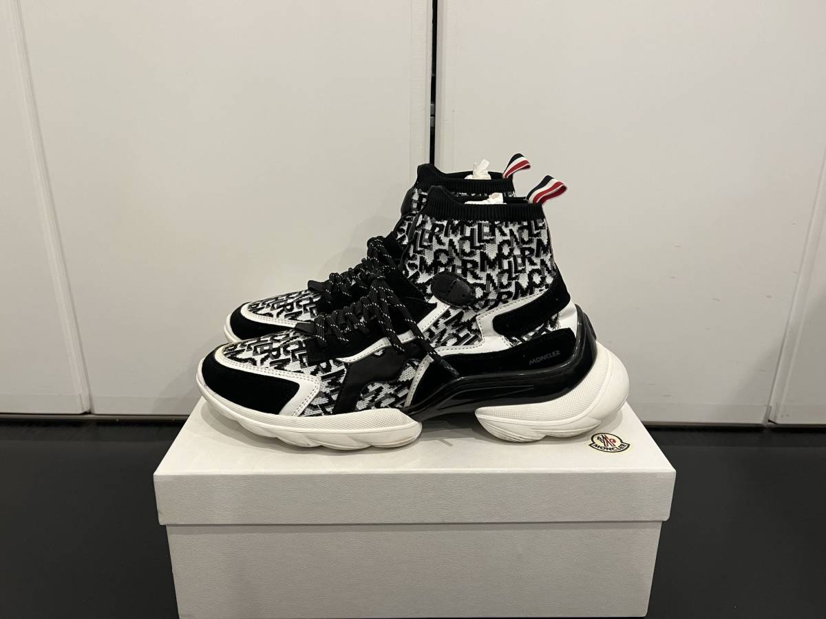 希少 MONCLER ジャガード織 スニーカー マルチロゴ モノソック 