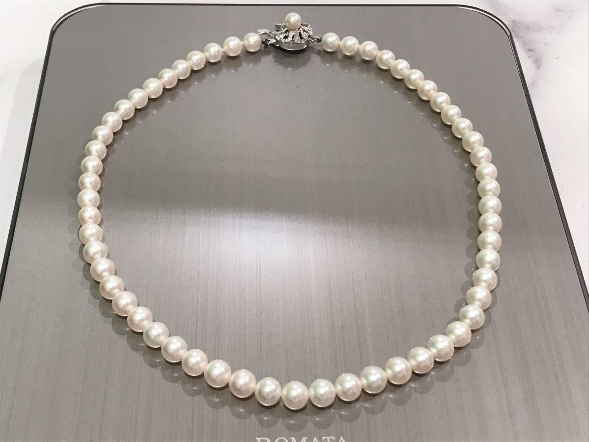 ネックレス あこや真珠 パール SILVER刻印 6.5-7.0mm パールネックレス 