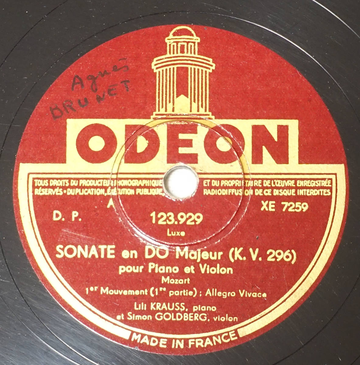 仏ODEON モーツァルト: ヴァイオリン・ソナタ ゴールドバーグ&リリー・クラウス