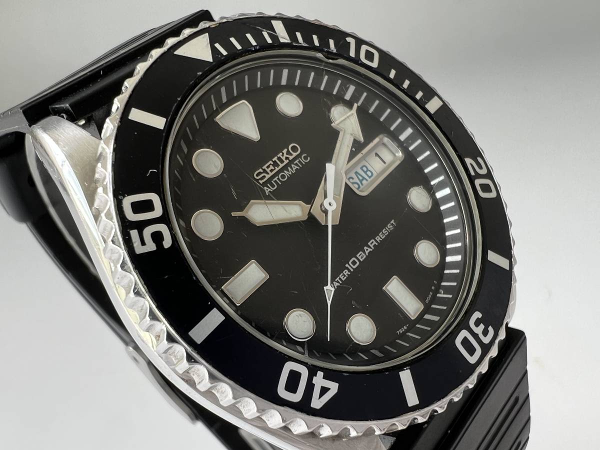Y12稼働品 SEIKO セイコー 7S26-0040 ダイバー デイデイト 黒 ブラック 