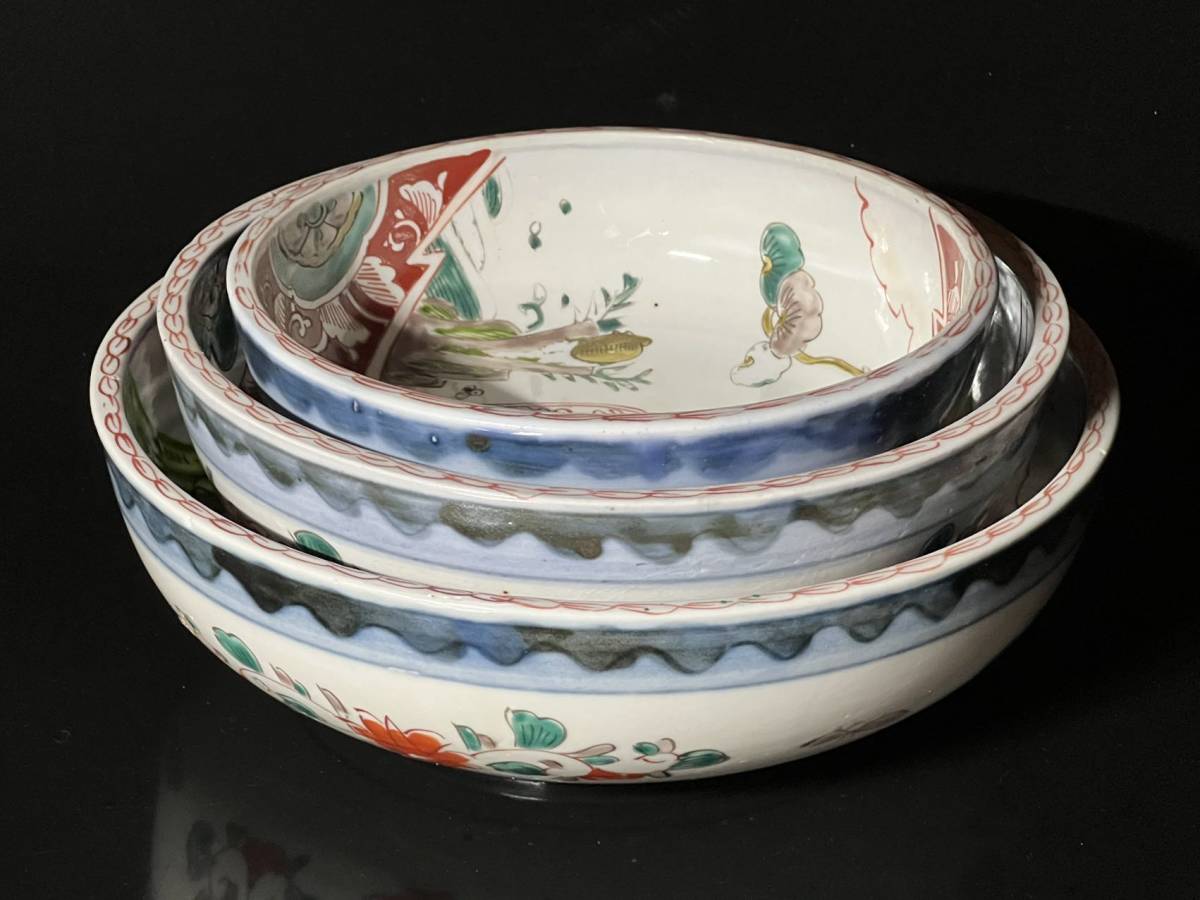 工芸品 ys7129490; 明治期 伊万里焼 染錦松竹梅文小皿5客【道】