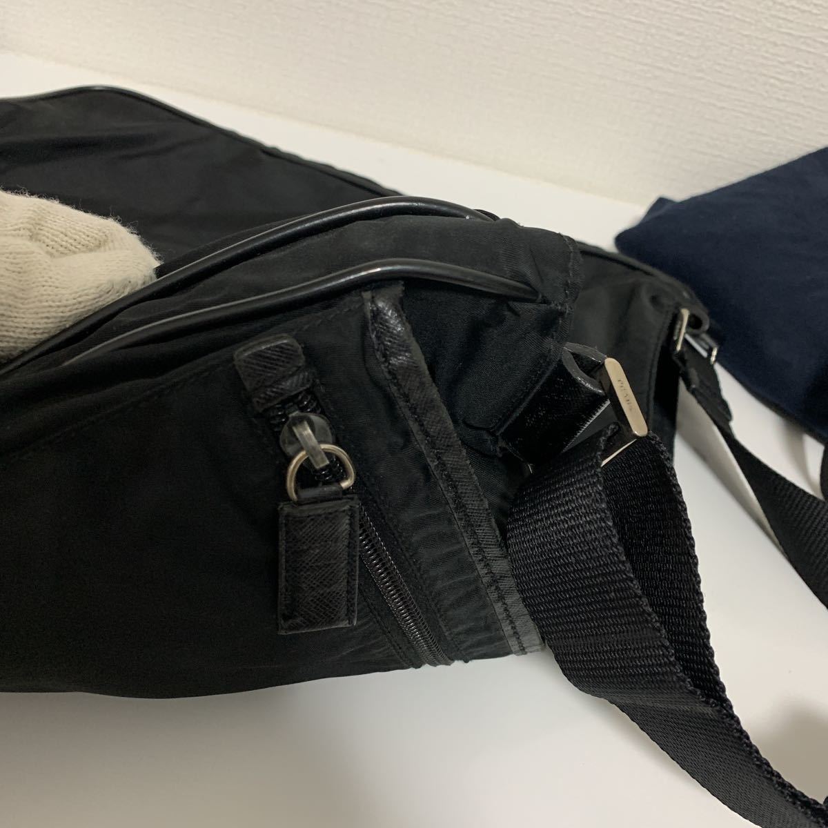 美品 PRADA プラダ ナイロン ショルダーバッグ 大きめ ブラック 【公式