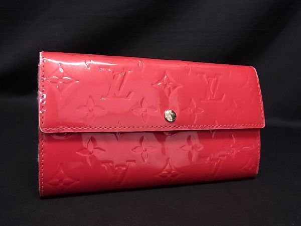 1円 LOUIS VUITTON ルイヴィトン M93633 モノグラムヴェルニ ポルトフォイユ サラ 二つ折り 長財布 ウォレット ローズポップ AR0626