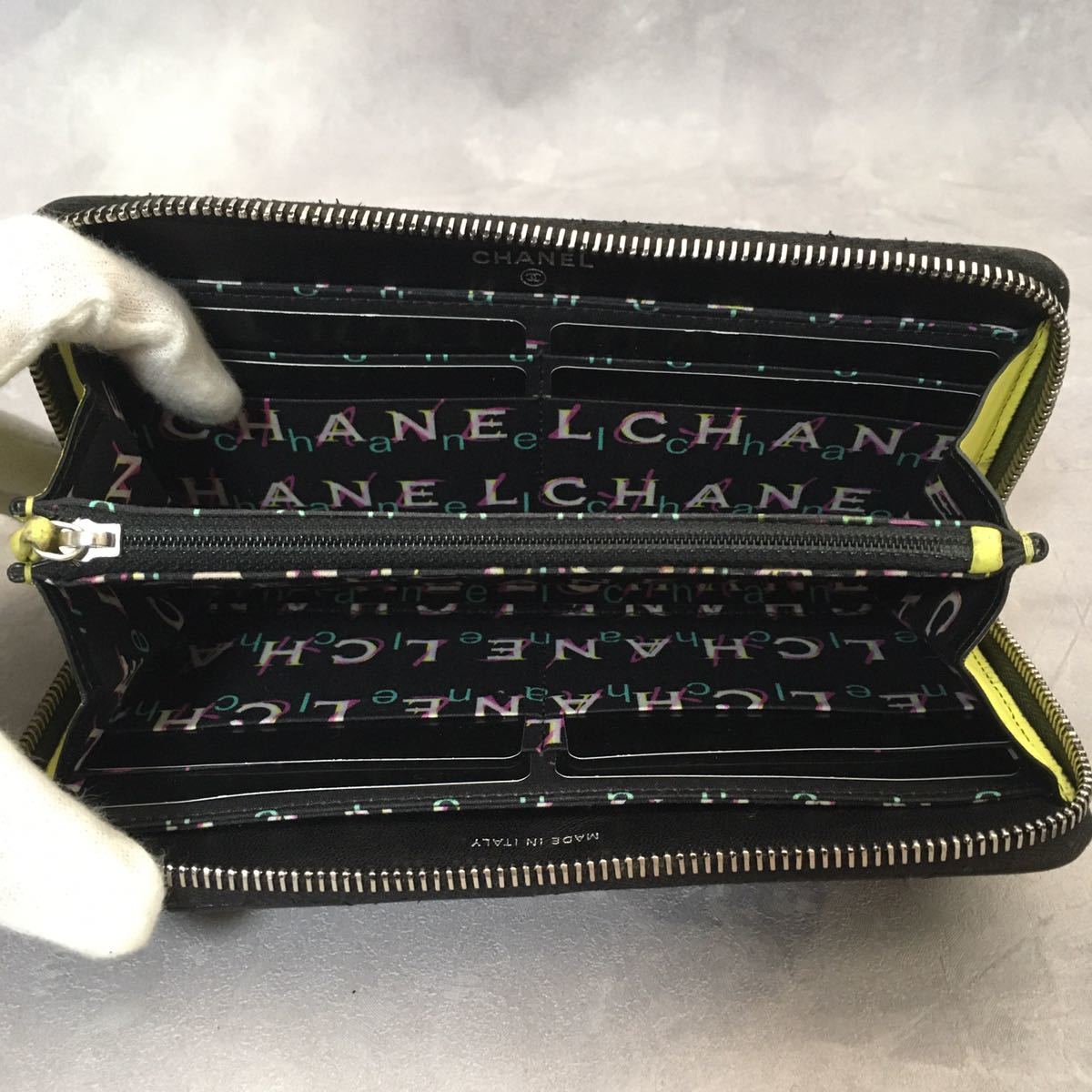 1円【美品】シャネル CHANEL マトラッセ ラムスキン 長財布 ラウンド 