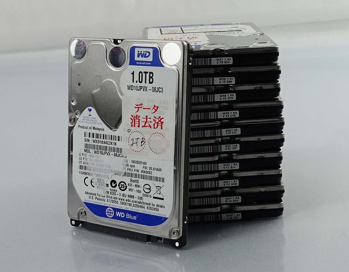 内蔵HDD 1TB 8台500GB 1台まとめ売り 9台セット HDD1TB(1000GB) 10個セット 2.5インチ まとめ売り ノートパソコン用