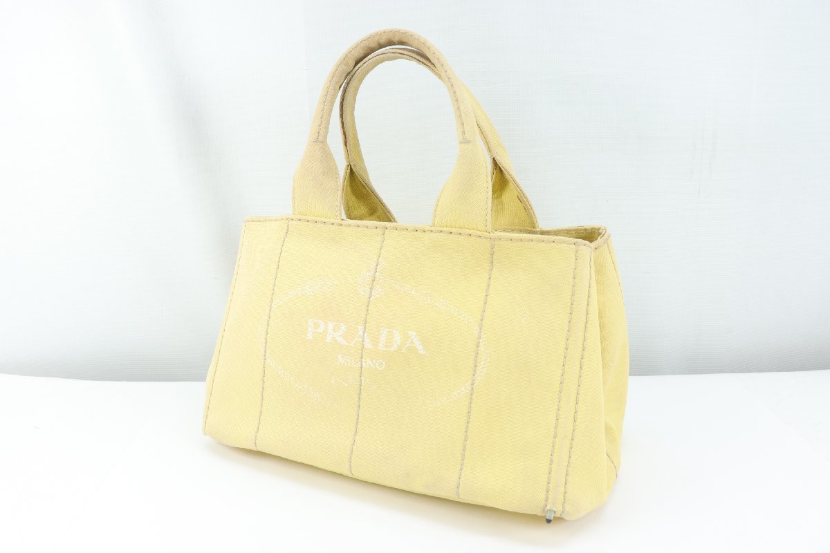 PRADA プラダ カナパ キャンバス イエロー系 黄色 トートバッグ ハンド 