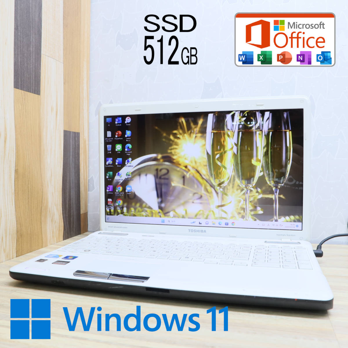 ★美品 高性能i5！新品SSD512GB★Dynabook TX77M Core i5-520M Blu-ray Win11 MS Office 2019 Home&Business 中古品 ノートPC★P54424
