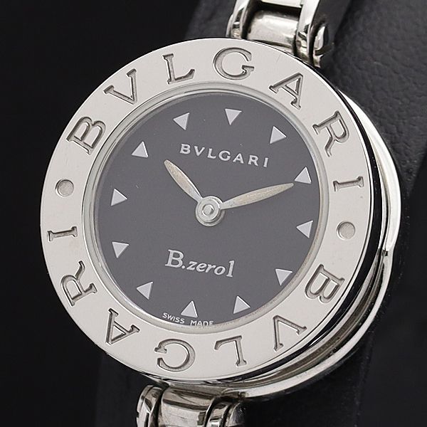 1円 稼働 良品 ブルガリ QZ ビーゼロワン BZ22S 黒文字盤 バングルウォッチ レディース腕時計 8112500IKE
