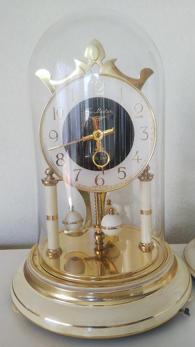 MASTER 置時計 アンティーク ガラスドーム NISSIN CLOCK 100DAY 400DAY