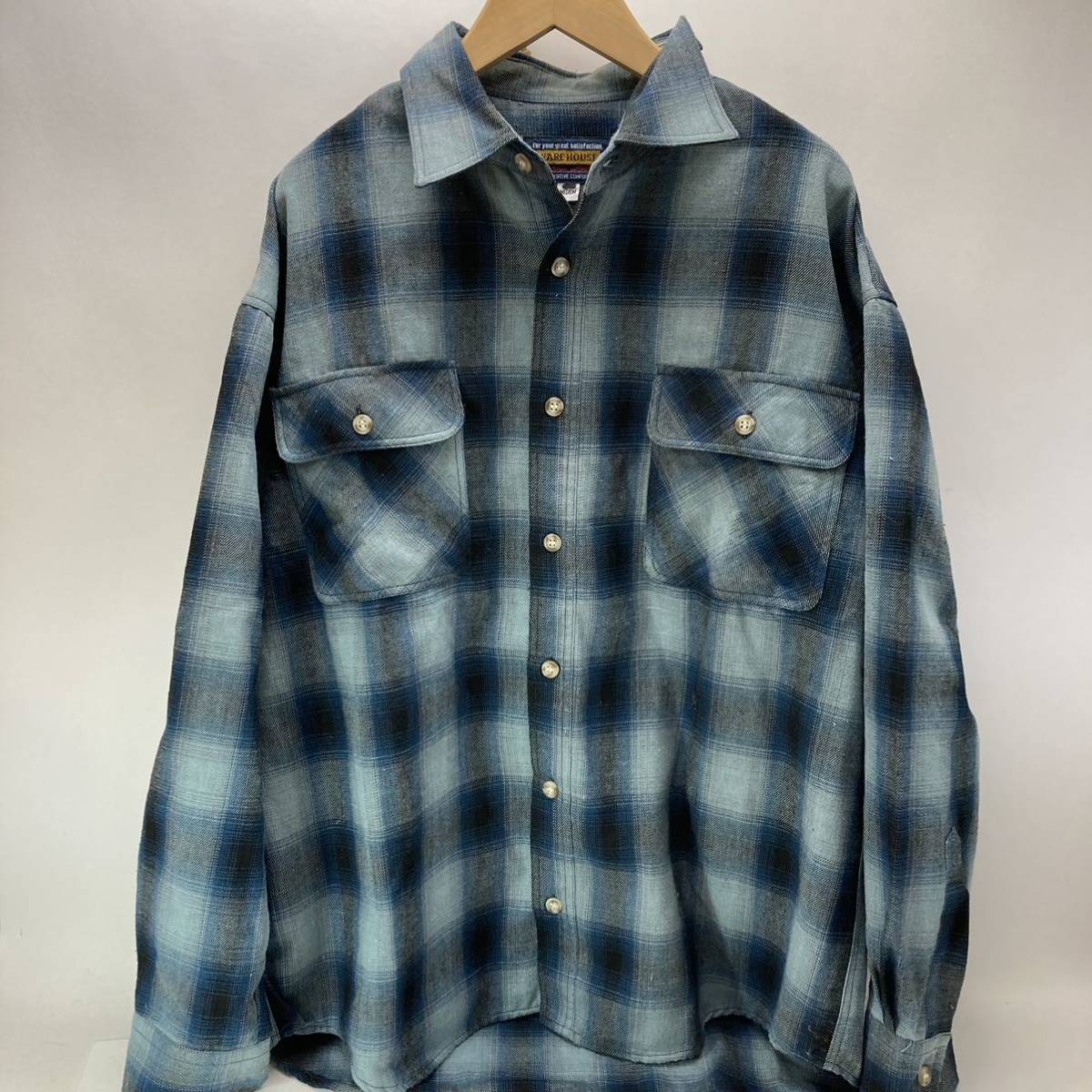 ウエアハウス ネルシャツ M ブルー ウエアハウス ネルシャツ