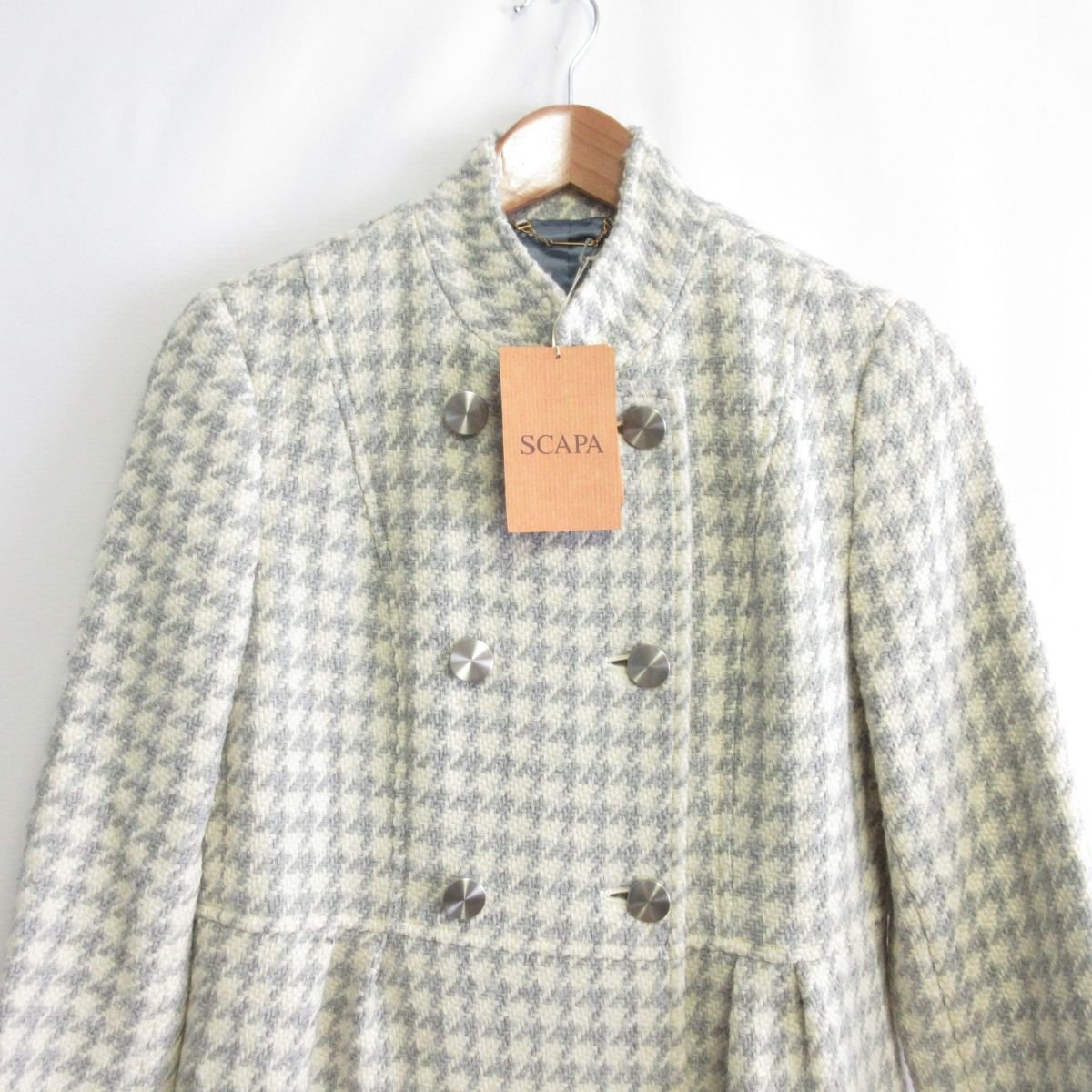未使用 SCAPA スキャパ 千鳥格子柄 シルクブレンド スタンドカラー 未使用 SCAPA スキャパ 千鳥格子柄 シルクブレンド スタンドカラー