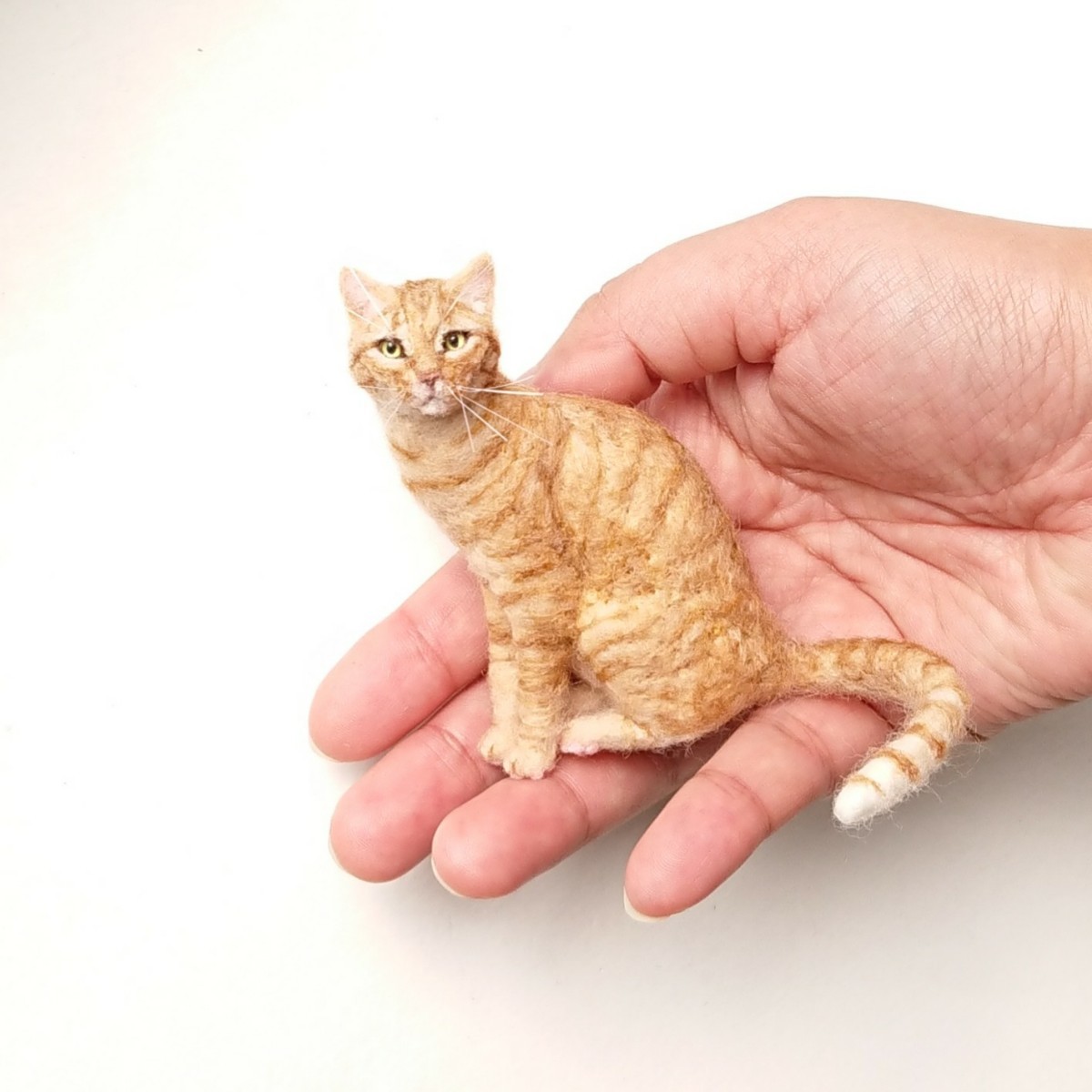 羊毛フェルト 猫 茶トラ 羊毛フェルト猫 茶トラ猫 ハンドメイド 【公式通販】