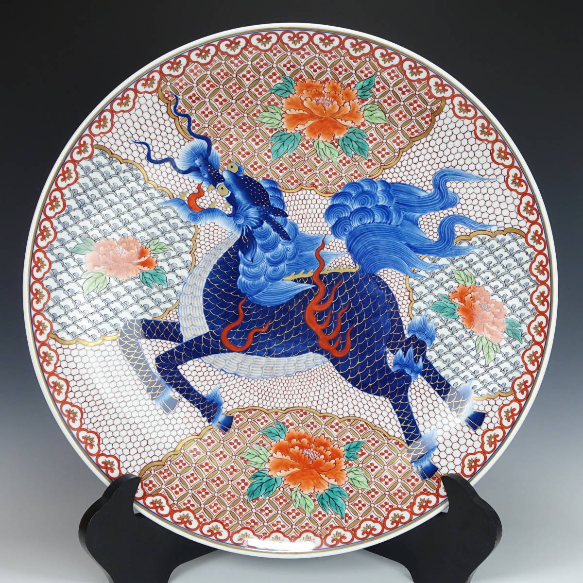 最安値購入 【由】幅55.5cm大作！有田焼 名工 峯右衛門 最上位作 染錦