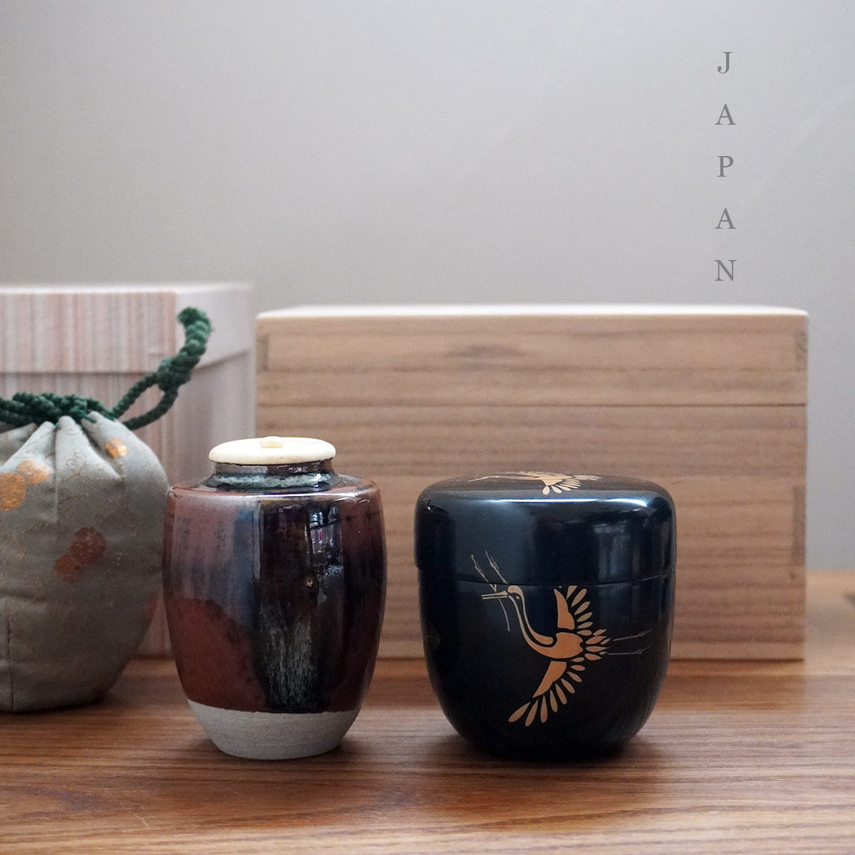 茶道具 棗・茶入・茶通箱 茶道具 桐茶通箱 茶入 中棗（お仕