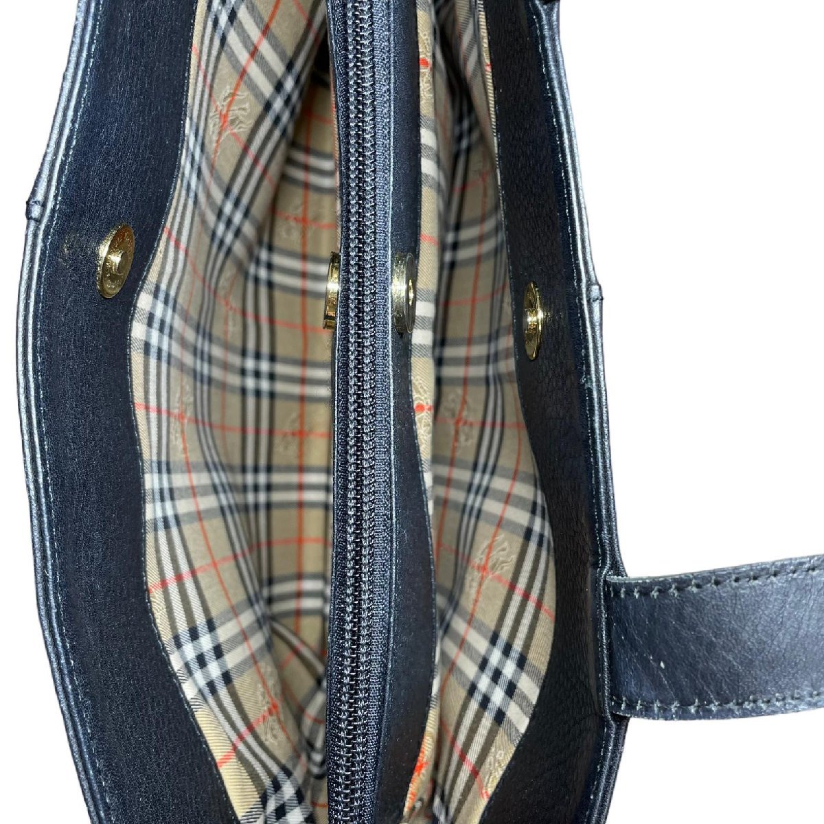 BURBERRY バーバリー レザー 内側ノバチェック柄 ハンドバッグ 