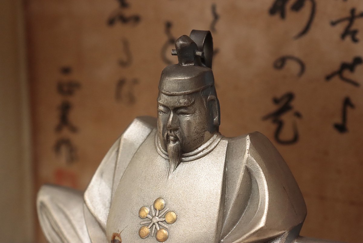 希少品 純銀製 天神様 像 置物 アンティーク 昭和 古美術品 骨董47 EM835 【金工師 正光 作】純銀製「天神様」全高18cm/7.2cm 総重750g