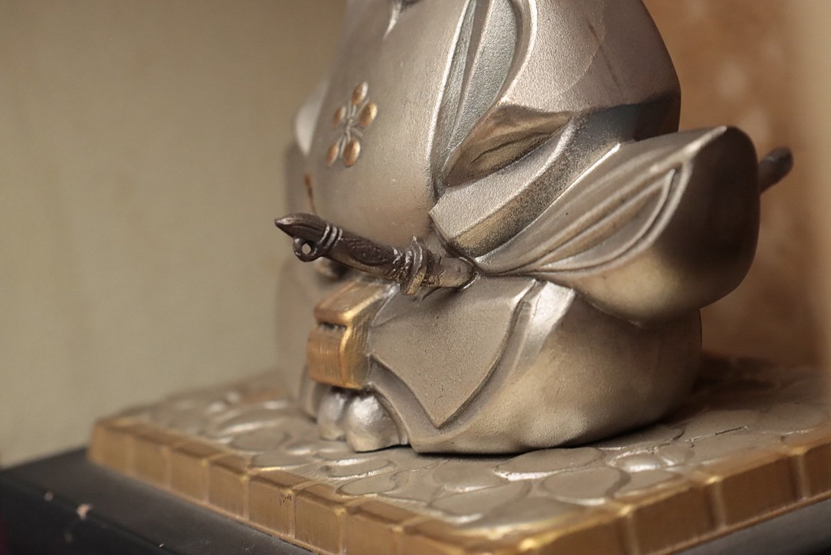 EM835 【金工師 正光 作】純銀製「天神様」全高18cm/7.2cm 総重750g