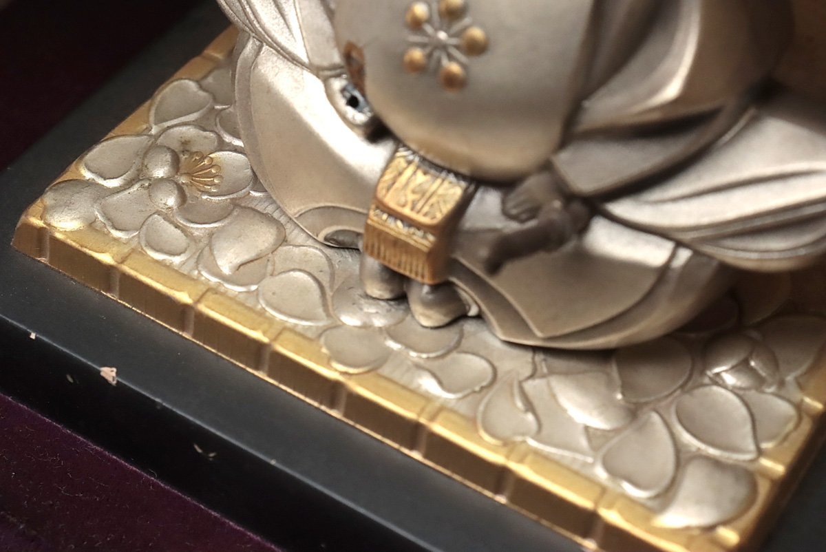 希少品 純銀製 天神様 像 置物 アンティーク 昭和 古美術品 骨董47 EM835 【金工師 正光 作】純銀製「天神様」全高18cm/7.2cm 総重750g