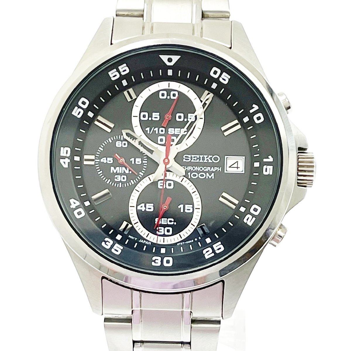 1円スタート】【訳あり品】SEIKO セイコー 4T57-00J0 クロノグラフ SS 
