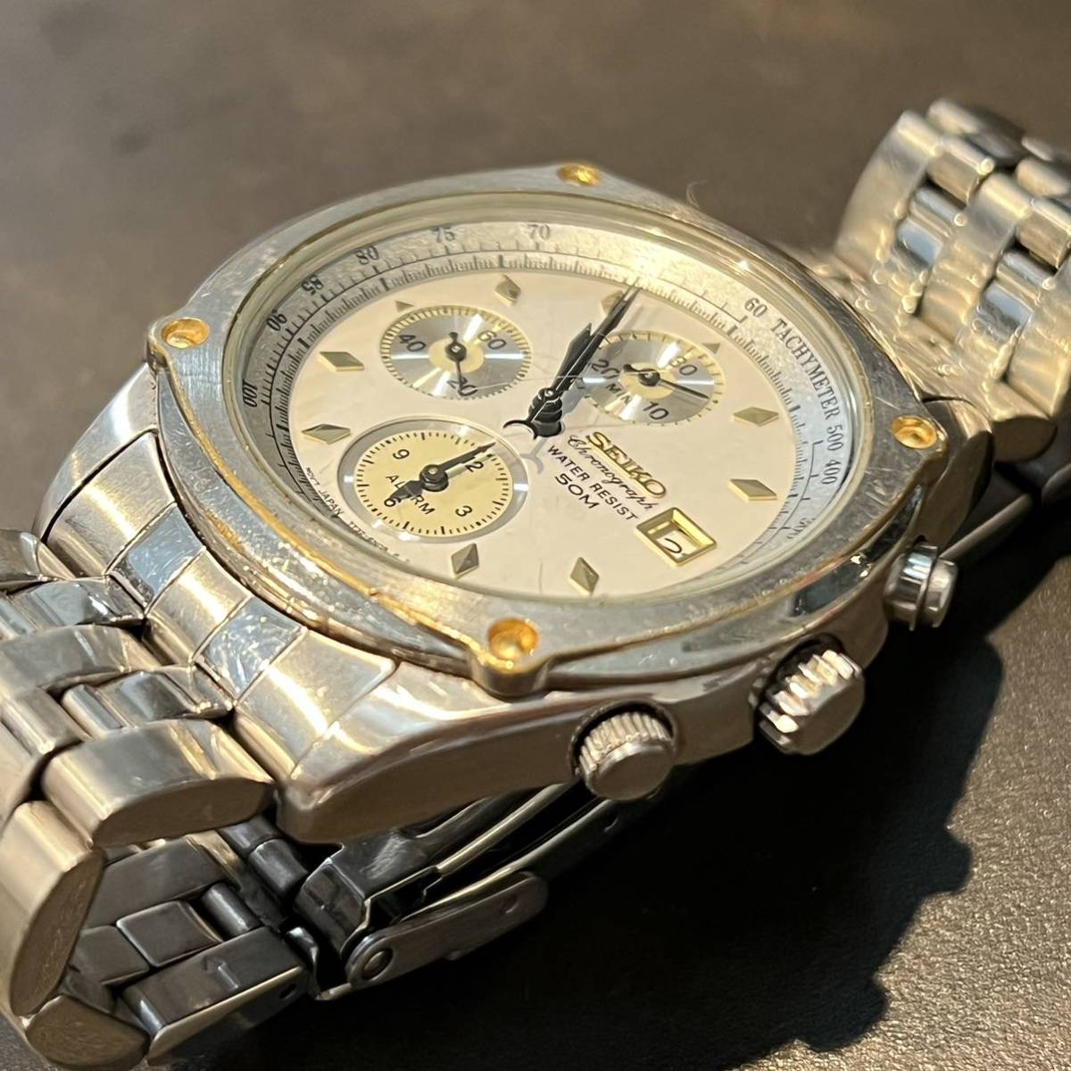 SEIKO セイコー クロノグラフ 7T32-6J50 デイト アラーム メンズ 