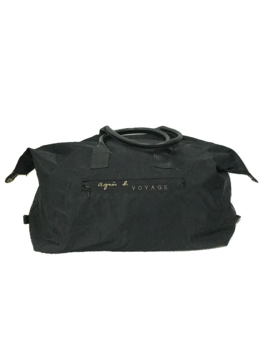 agnes b VOYAGE◆ボストンバッグ/レザー/BLK/無地/SNR12981