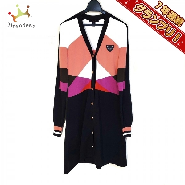 ルイヴィトン LOUIS VUITTON サイズM FIKD10TUN - 黒×アイボリー×マルチ レディース 長袖/ニット ワンピース