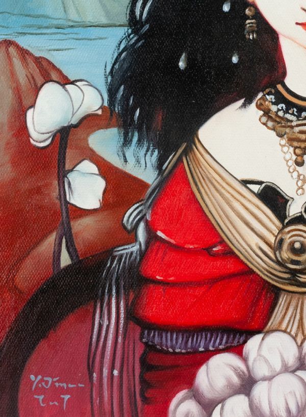 天野喜孝】油彩 手描き『祝福』表サイン 裏サイン 目黒雅叙園シール F6