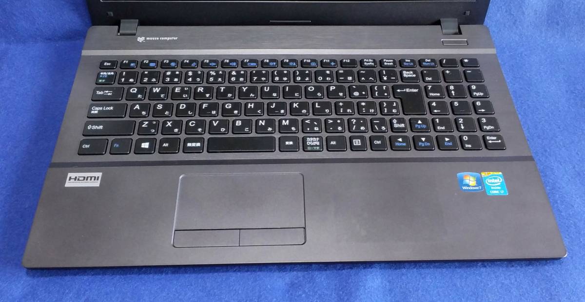 【Webカメラ、マイクロソフトOffice 365】 mouse computer W5525U2、Core i7、Windows 11、HDD 640 GB、メモリ 4 GB、DVD、SD、無線LAN